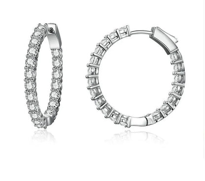 925 Sterling Silver Circle Zircon Earrings - TEA LU SHOP