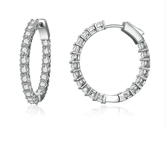925 Sterling Silver Circle Zircon Earrings - TEA LU SHOP