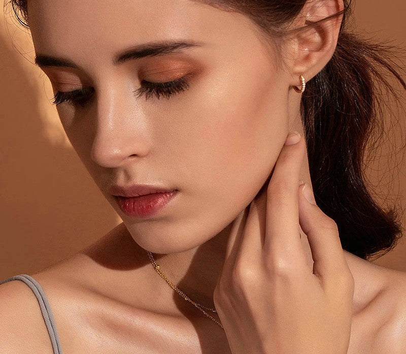 925 Sterling Silver Cuff Earrings with Cubic Zircon - TEA LU SHOP
