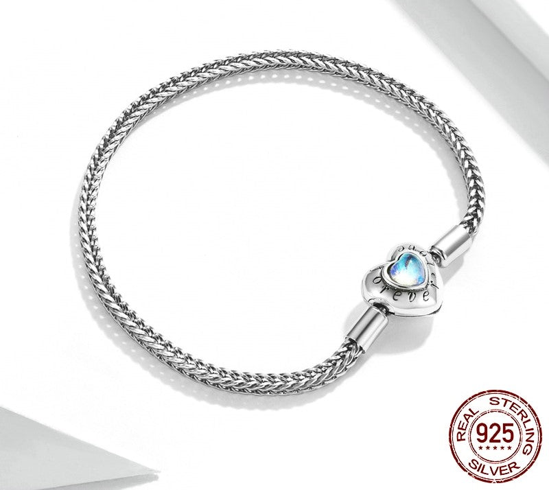 925 Sterling Silver Heart-Shaped Bracelet - TEA LU SHOP