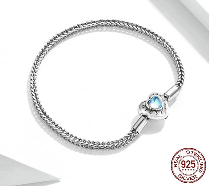 925 Sterling Silver Heart-Shaped Bracelet - TEA LU SHOP