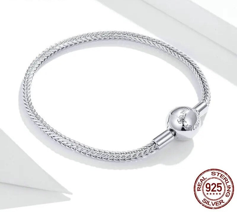 925 Sterling Silver Snake Charm Bracelet - TEA LU SHOP