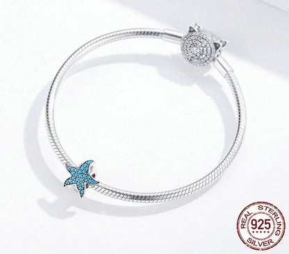 925 Sterling Silver Blue Starfish Stopper - TEA LU SHOP