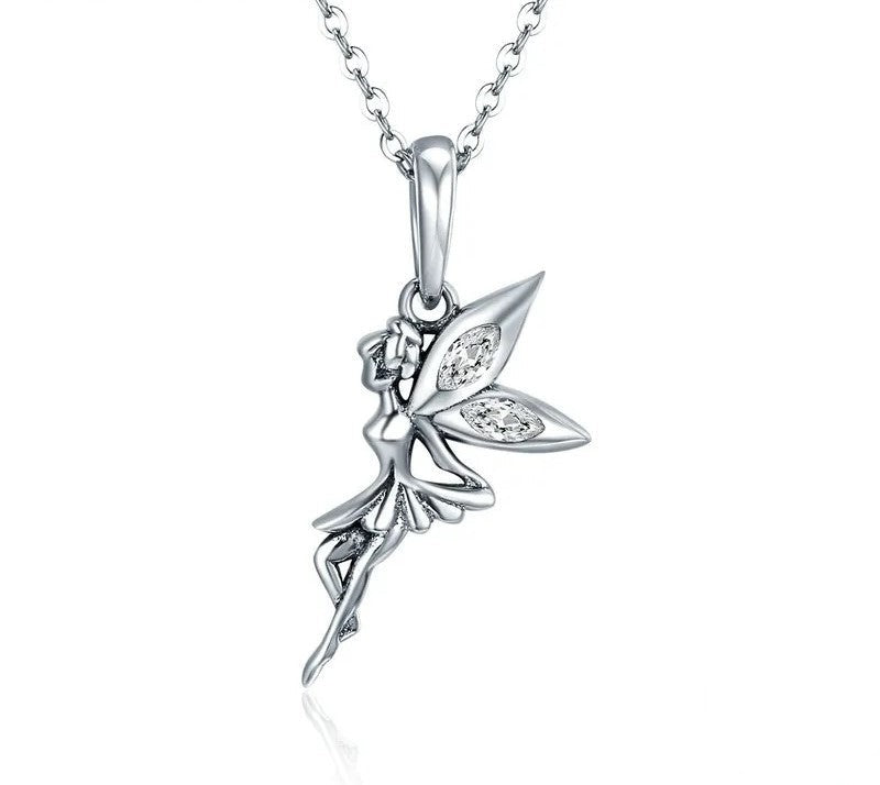 925 Sterling Silver Flower Fairy Necklace - TEA LU SHOP