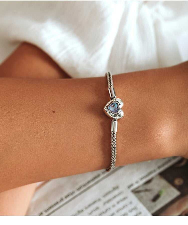 925 Sterling Silver Heart-Shaped Bracelet - TEA LU SHOP