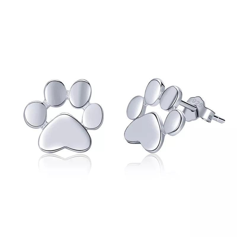 Sterling Silver Paw Earrings 