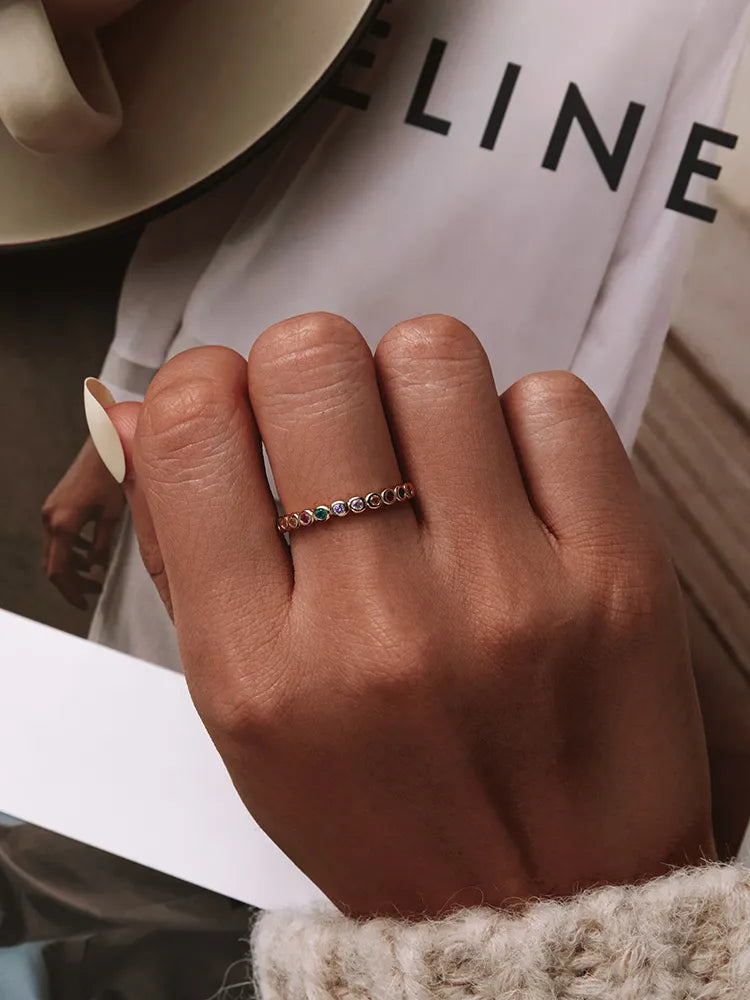 925 Sterling Silver Multicolor Zircon Rings - TEA LU SHOP
