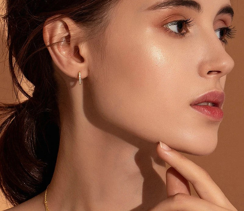 925 Sterling Silver Cuff Earrings with Cubic Zircon - TEA LU SHOP