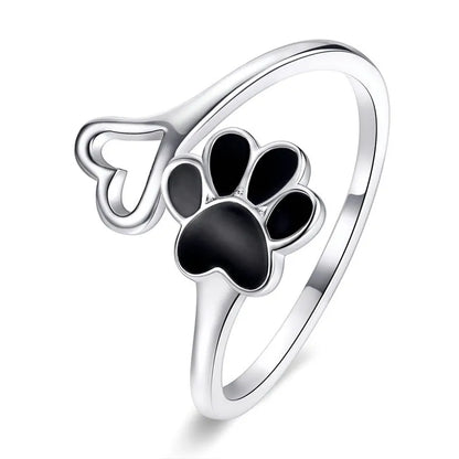 Black Dog Paw Open Ring