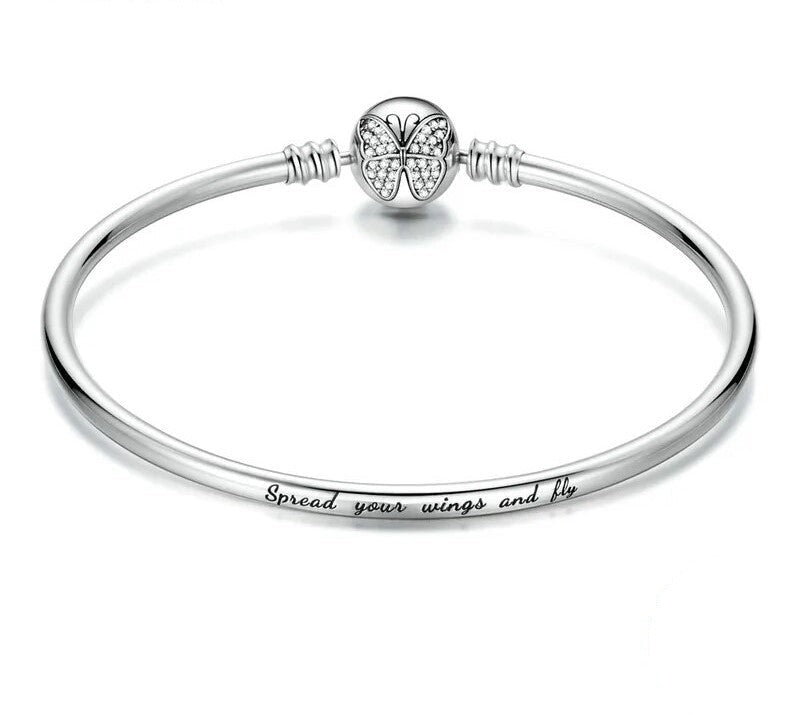925 Sterling Silver Butterfly Basic Bracelet - TEA LU SHOP