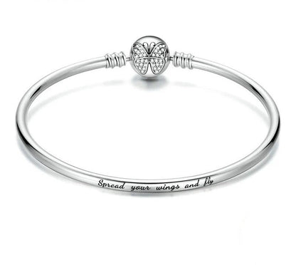 925 Sterling Silver Butterfly Basic Bracelet - TEA LU SHOP