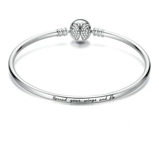 925 Sterling Silver Butterfly Basic Bracelet - TEA LU SHOP