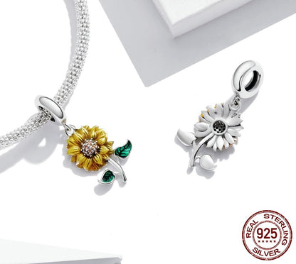 925 Sterling Silver Sunflower Charms - TEA LU SHOP