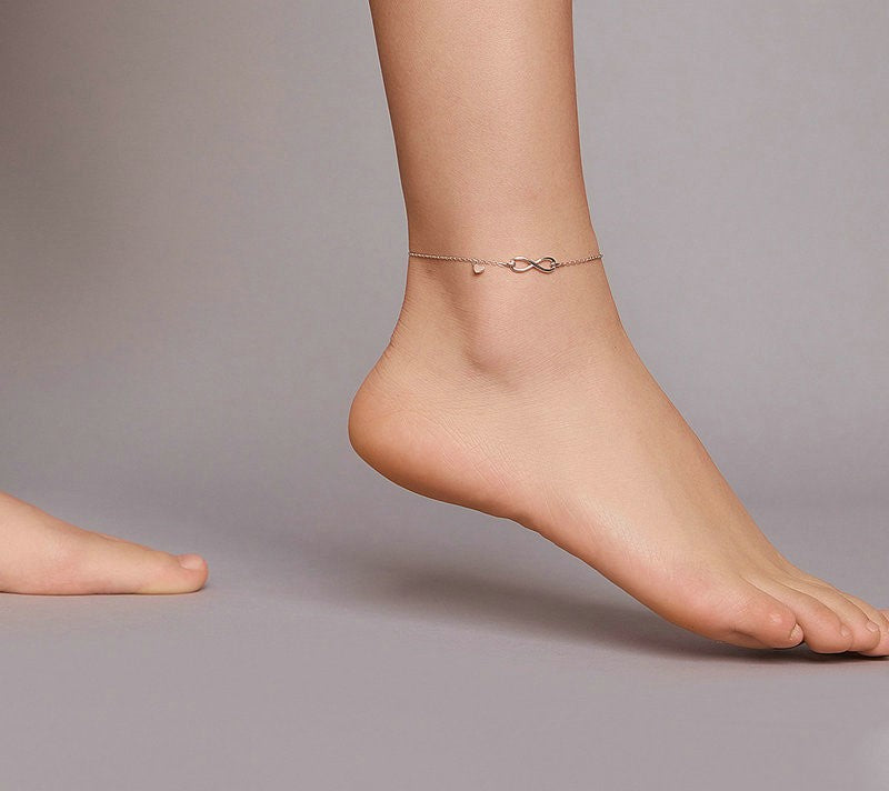 925 Sterling Silver Infinite Chain Anklet - TEA LU SHOP
