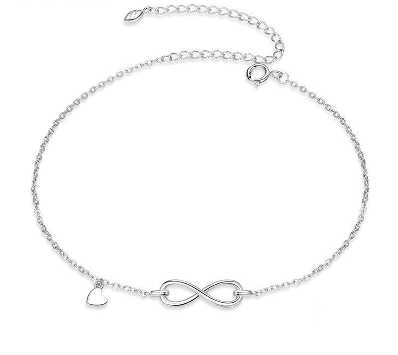 925 Sterling Silver Infinite Chain Anklet - TEA LU SHOP