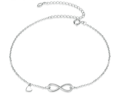 925 Sterling Silver Infinite Chain Anklet - TEA LU SHOP