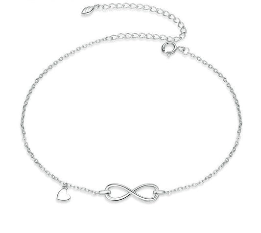 925 Sterling Silver Infinite Chain Anklet - TEA LU SHOP