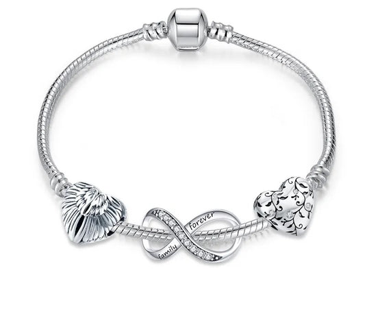 925 Sterling Silver Vintage Heart Bracelet - TEA LU SHOP