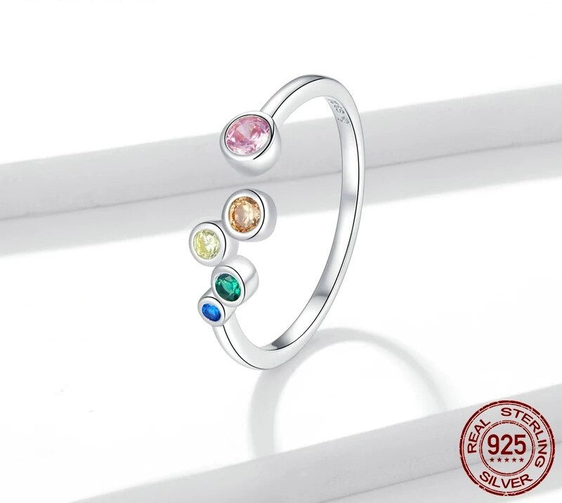 925 Sterling Silver Colorful Bubbles Open Ring - TEA LU SHOP