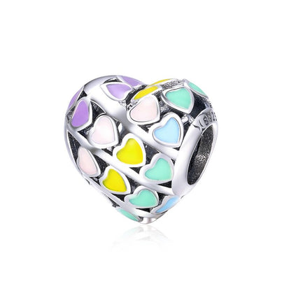 925 Sterling Silver Heart-shape Charms - TEA LU SHOP