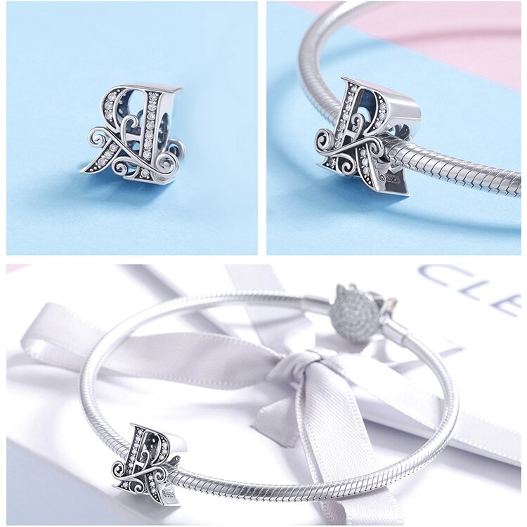 925 Sterling Silver Letter Charm - TEA LU SHOP