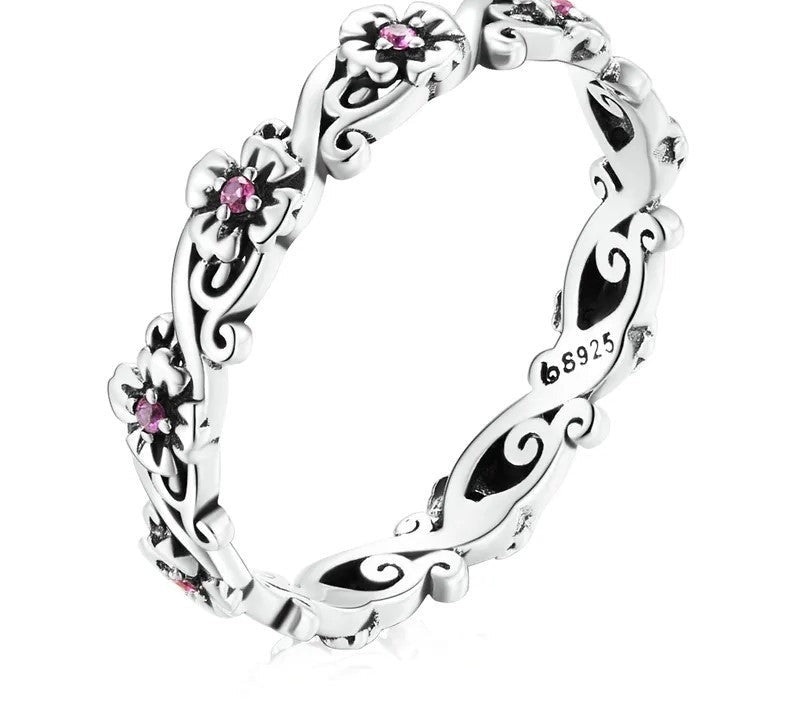 925 Sterling Silver Vintage Pattern Ring - TEA LU SHOP