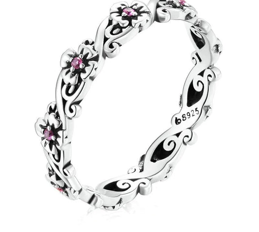 925 Sterling Silver Vintage Pattern Ring - TEA LU SHOP
