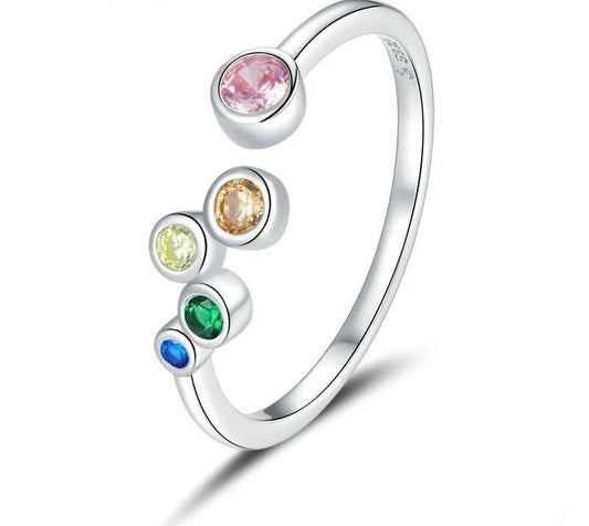 925 Sterling Silver Colorful Bubbles Open Ring - TEA LU SHOP