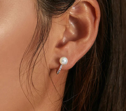 925 Sterling Silver Pearl Stud Earrings - TEA LU SHOP