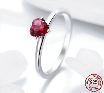 925 Sterling Silver Love Heart Ring - TEA LU SHOP