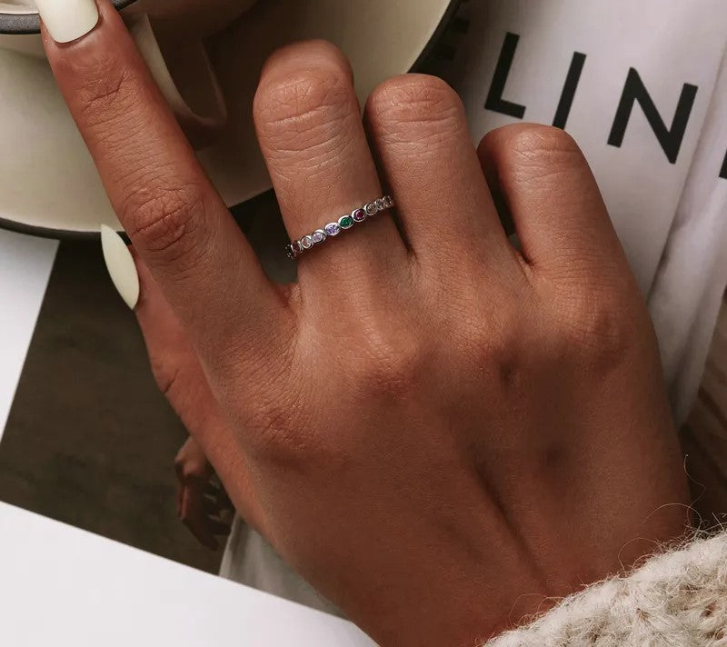 925 Sterling Silver Multicolor Zircon Rings - TEA LU SHOP