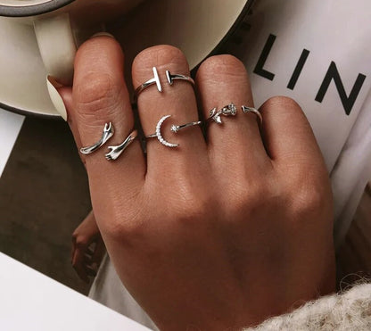 925 Sterling Silver Simple Minimalist Open Adjustable Ring - TEA LU SHOP