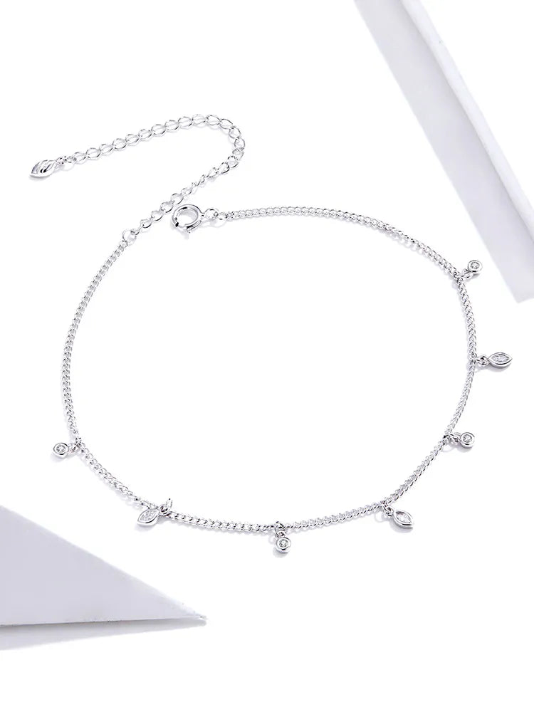 925 Sterling Silver Minimalism Anklet - TEA LU SHOP