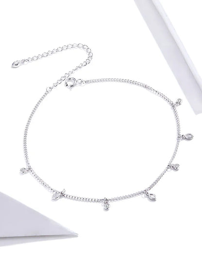 925 Sterling Silver Minimalism Anklet - TEA LU SHOP
