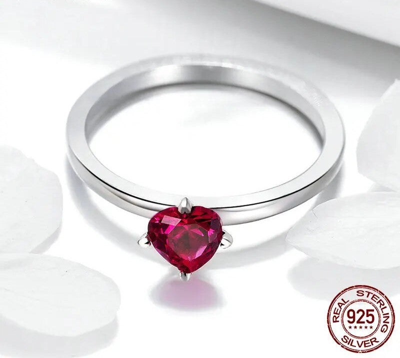 925 Sterling Silver Love Heart Ring - TEA LU SHOP