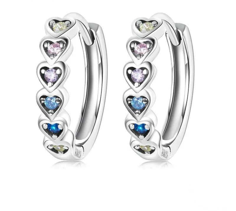 925 Sterling Silver Heart-Shaped Stackable Earrings - TEA LU SHOP