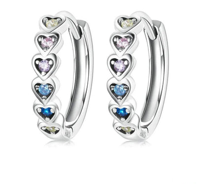 925 Sterling Silver Heart-Shaped Stackable Earrings - TEA LU SHOP