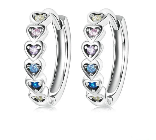 925 Sterling Silver Heart-Shaped Stackable Earrings - TEA LU SHOP