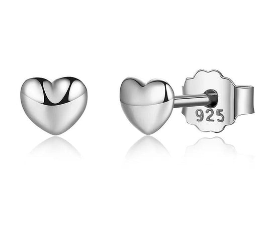 925 Sterling Silver Heart Stud Earrings - TEA LU SHOP