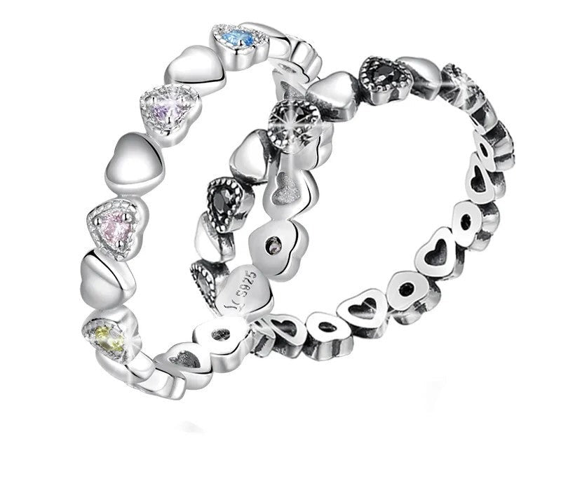 925 Sterling Silver Sparkling Heart Love Ring - TEA LU SHOP