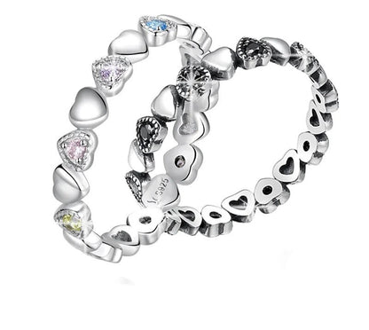 925 Sterling Silver Sparkling Heart Love Ring - TEA LU SHOP