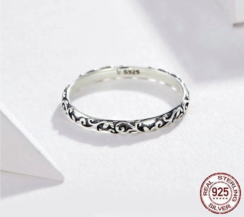 925 Sterling Silver Vintage Minimalist Ring - TEA LU SHOP