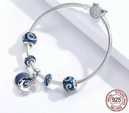 925 Sterling Silver Sky Night Blue Stopper - TEA LU SHOP