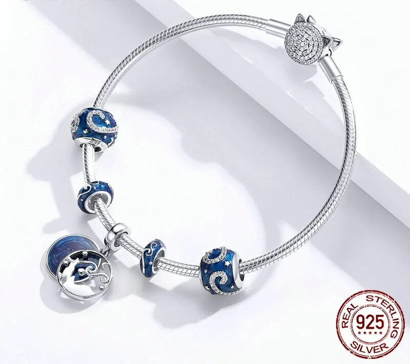 925 Sterling Silver Sky Night Blue Pendant - TEA LU SHOP