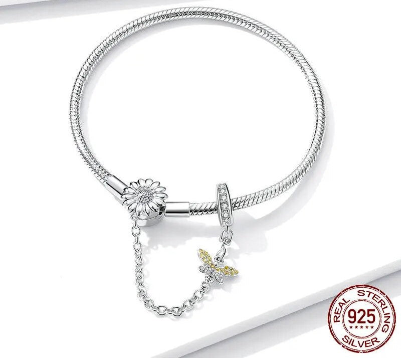 925 Sterling Silver Charm Bracelet - TEA LU SHOP