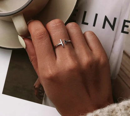 925 Sterling Silver Simple Minimalist Open Adjustable Ring - TEA LU SHOP