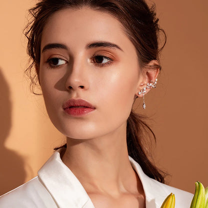 925 Sterling Silver Plum Flower Branch Stud Earrings - TEA LU SHOP