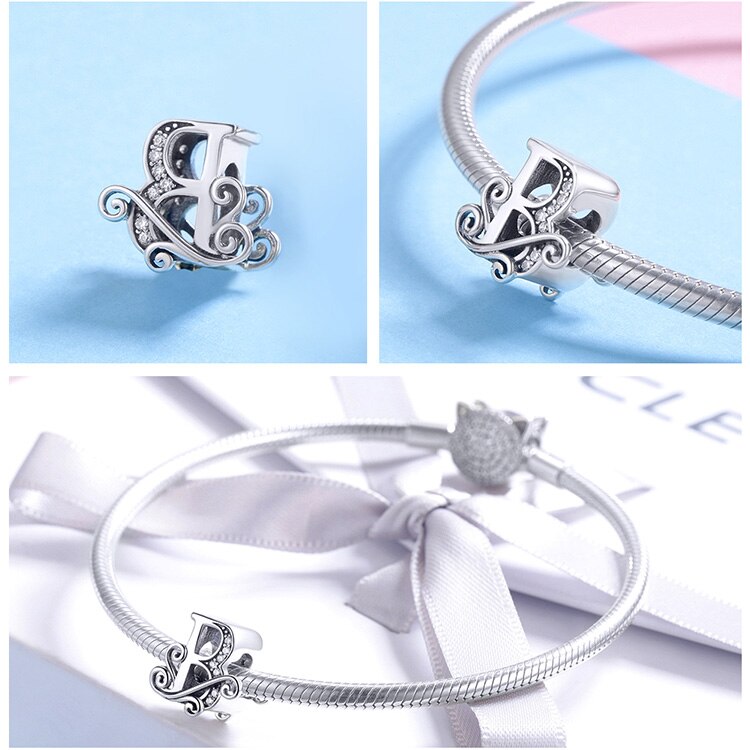 925 Sterling Silver Letter Charm - TEA LU SHOP