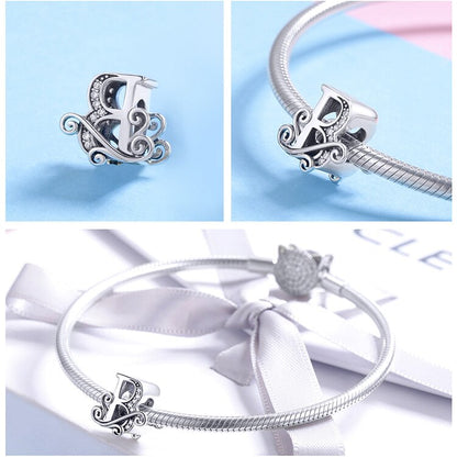 925 Sterling Silver Letter Charm - TEA LU SHOP