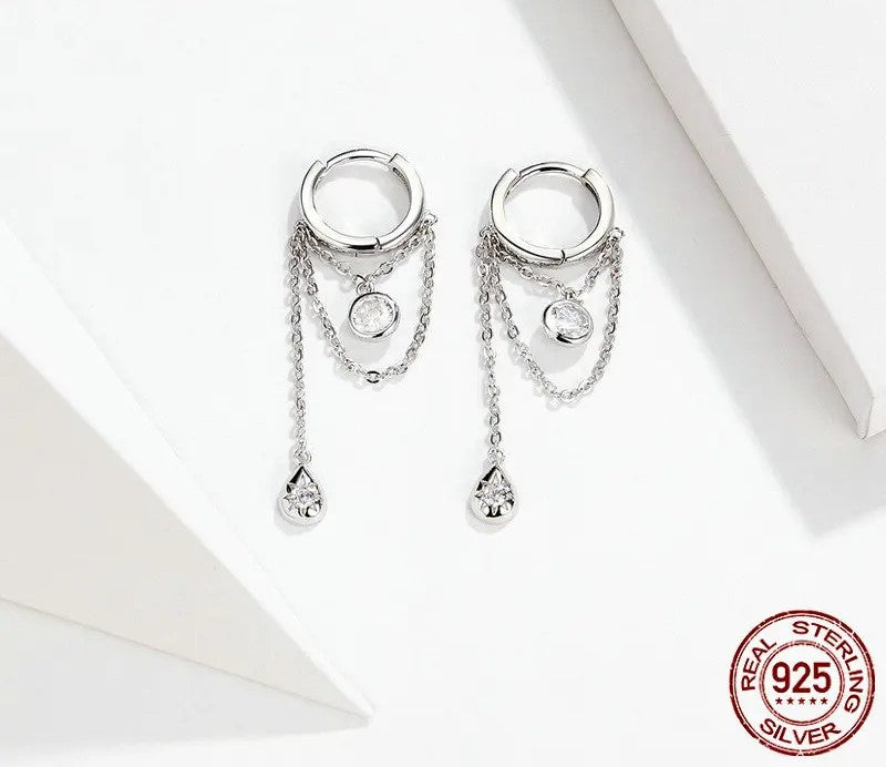 925 Sterling Silver Waterdrop Geometric Earrings - TEA LU SHOP